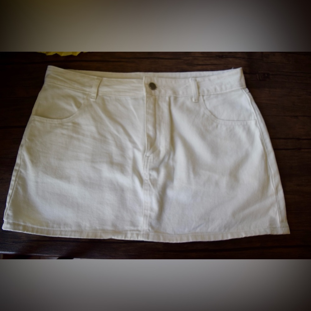Song of Style Cream Denim Skirt